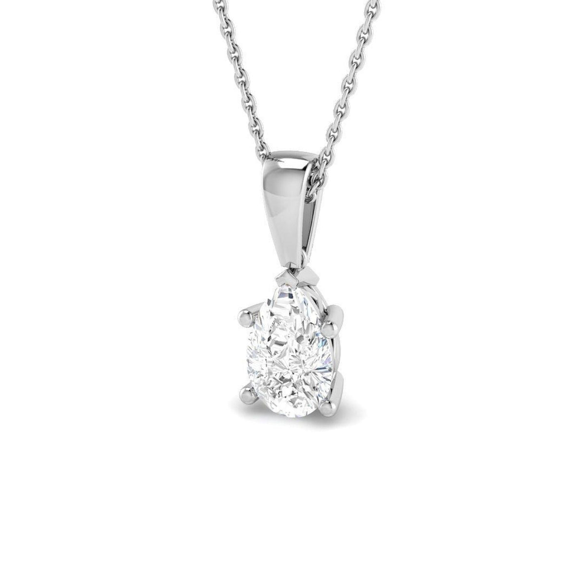 Lab Grown Oval Diamond Solitaire Pendant in 10K/14K gold and platinum with certified lab-grown or natural diamonds