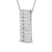 Diamond Bar Pendant Vertical Multi Row Cluster Design in Gold & in 10K/14K gold and platinum with certified lab-grown or natural diamonds