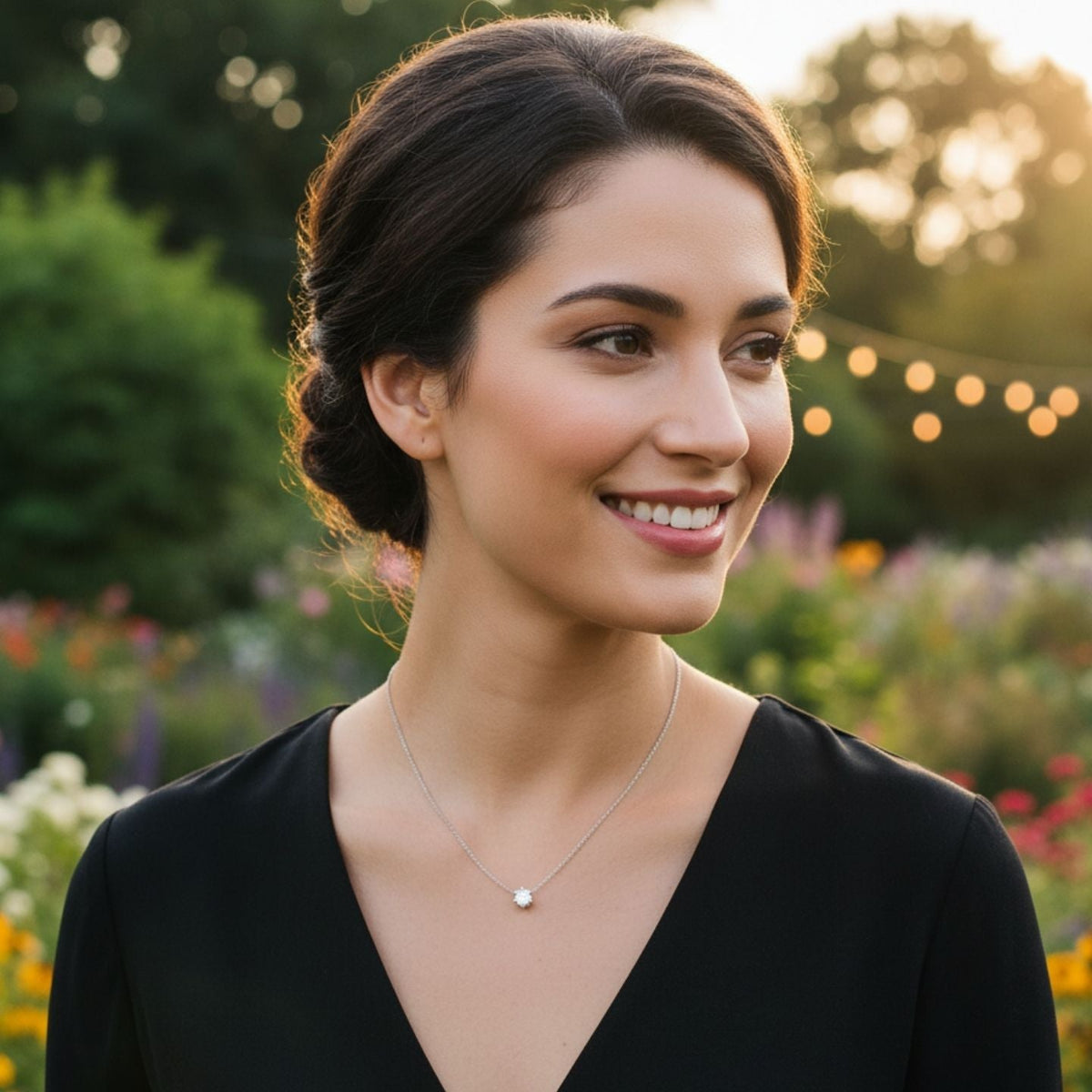 Minimal Diamond Necklace in 10K/14K gold and platinum with certified lab-grown or natural diamonds