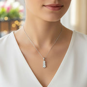 Three Stone Diamond Drop Pendant in Bezel Set - Vertical Design in 10K/14K gold and platinum with certified lab-grown or natural diamonds