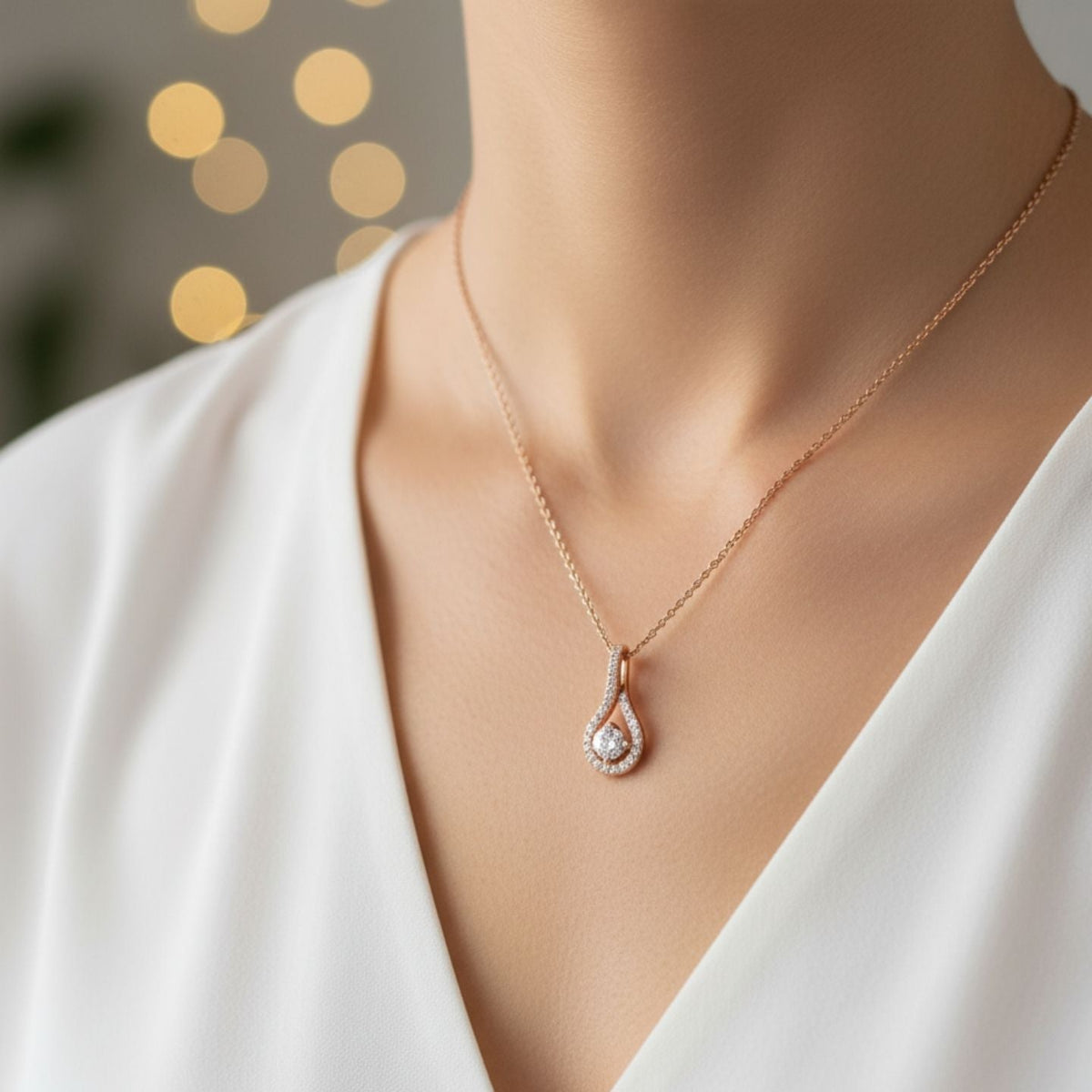 Lab Grown Diamond Drop Pendant Necklace 4 Claw Set Without Chain in 10K/14K gold and platinum with certified lab-grown or natural diamonds