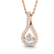 Lab Grown Diamond Drop Pendant Necklace 4 Claw Set Without Chain in 10K/14K gold and platinum with certified lab-grown or natural diamonds