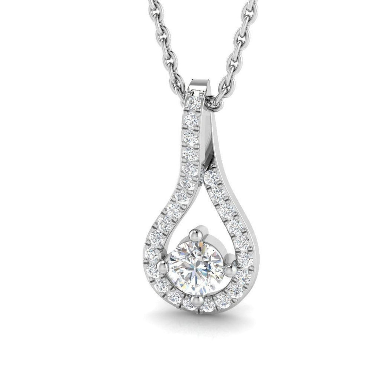 Lab Grown Diamond Drop Pendant Necklace 4 Claw Set Without Chain in 10K/14K gold and platinum with certified lab-grown or natural diamonds