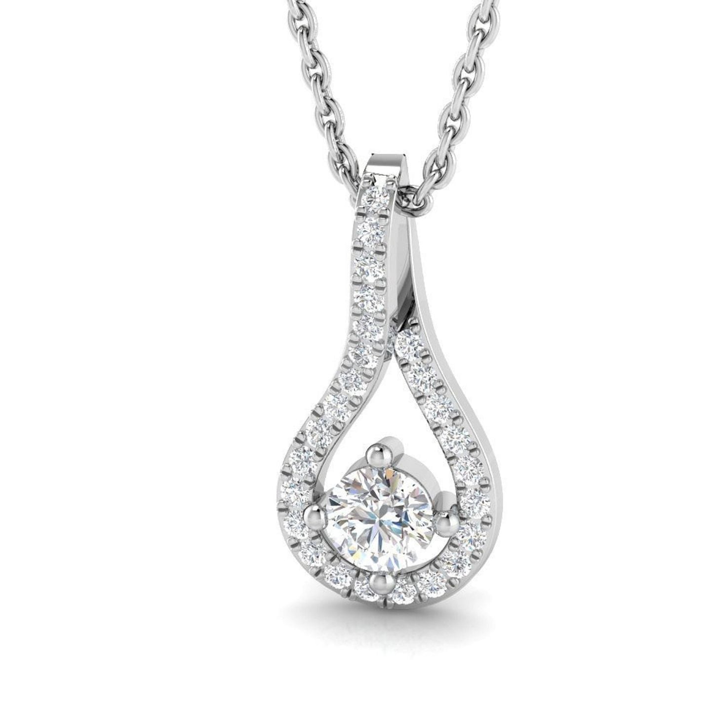 Lab Grown Diamond Drop Pendant Necklace 4 Claw Set Without Chain in 10K/14K gold and platinum with certified lab-grown or natural diamonds