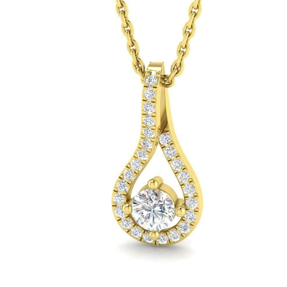 Lab Grown Diamond Drop Pendant Necklace 4 Claw Set Without Chain in 10K/14K gold and platinum with certified lab-grown or natural diamonds