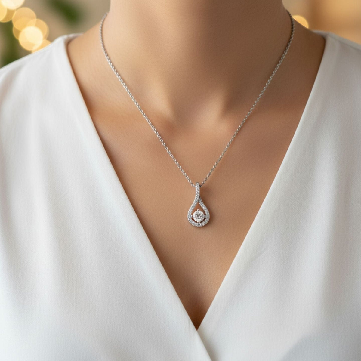Lab Grown Diamond Drop Pendant Necklace 4 Claw Set Without Chain in 10K/14K gold and platinum with certified lab-grown or natural diamonds