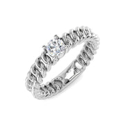 Chain-Link Round Diamond Solitaire Ring in 10K/14K gold and platinum with certified lab-grown or natural diamonds