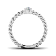 Chain-Link Round Diamond Solitaire Ring in 10K/14K gold and platinum with certified lab-grown or natural diamonds