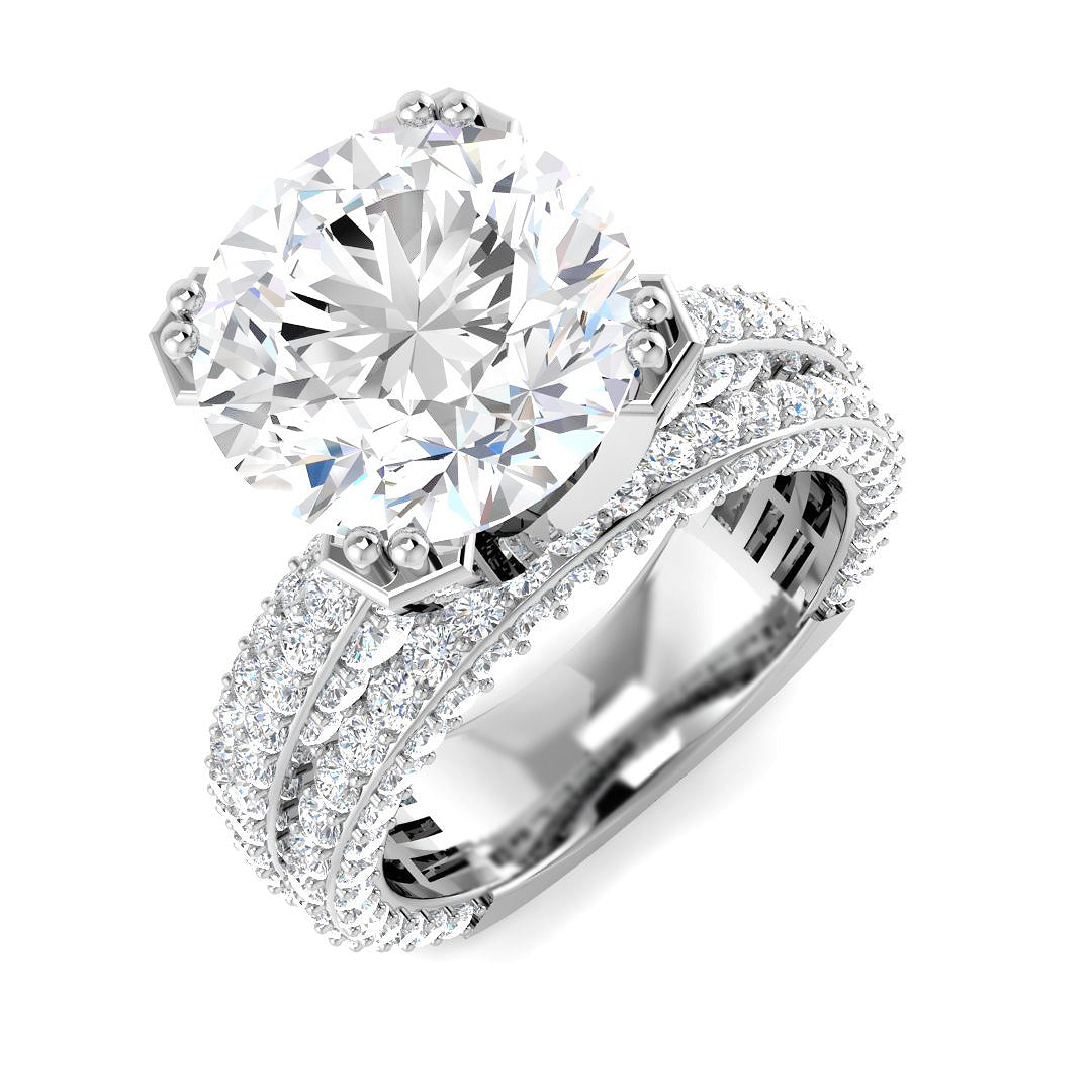 Pavé Split Band Diamond Wedding Ring Set in 10K/14K gold and platinum with certified lab-grown or natural diamonds