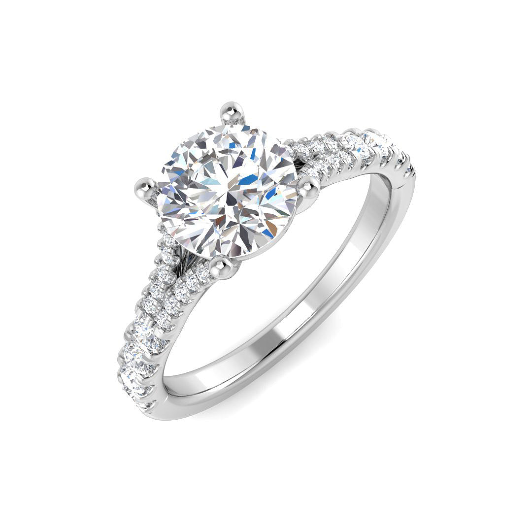 Everlight Diamond Engagement Ring with Split Shoulders in 10K/14K gold and platinum with certified lab-grown or natural diamonds