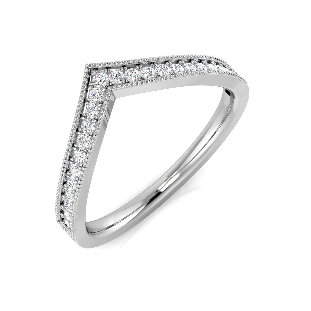 V Shape Diamond Chevron Ring in in 10K/14K gold and platinum with certified lab-grown or natural diamonds
