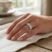 Premium Platinum Multi-Row Round Lab Grown Diamond Cluster Band Ring - Wide Statement Ring in 10K/14K gold and platinum with certified lab-grown or natural diamonds