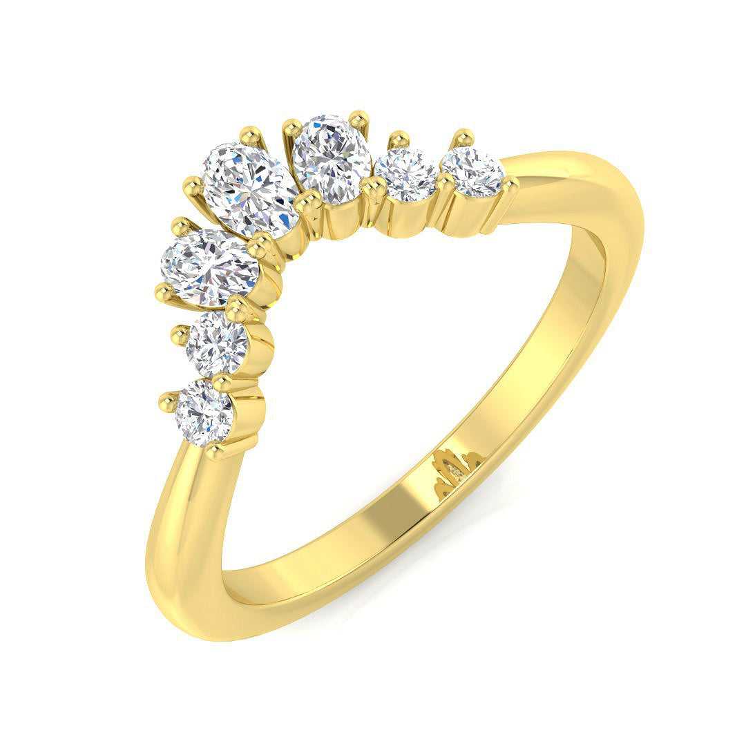 Graduated Diamond Wishbone Ring in 10K/14K gold and platinum with certified lab-grown or natural diamonds