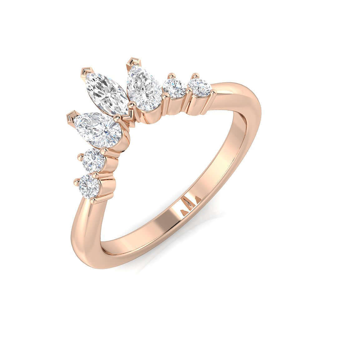 Multi Diamond Wishbone Ring in 10K/14K gold and platinum with certified lab-grown or natural diamonds