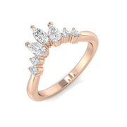 Multi Diamond Wishbone Ring in 10K/14K gold and platinum with certified lab-grown or natural diamonds