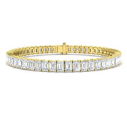 Emerald Cut Natural Diamond Tennis Bracelet or Solid Gold with Box Clasp in 10K/14K gold and platinum with certified lab-grown or natural diamonds