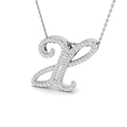 Paved Initial Diamond Pendant Necklace with Baguette & Round Diamonds in 10K/14K gold and platinum with certified lab-grown or natural diamonds