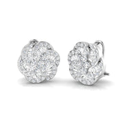 Lab Grown & Natural Round & Baguette Cluster Stud Earrings in 10K/14K gold and platinum with certified lab-grown or natural diamonds