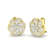 Lab Grown & Natural Round & Baguette Cluster Stud Earrings in 10K/14K gold and platinum with certified lab-grown or natural diamonds