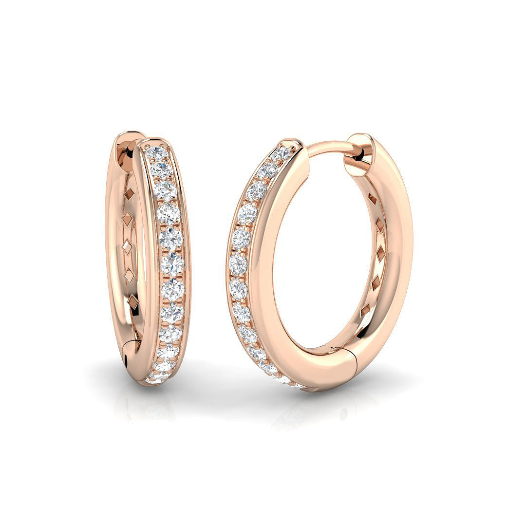 0.15 Ct Round Diamond Hoop Earrings in 10K/14K gold and platinum with certified lab-grown or natural diamonds