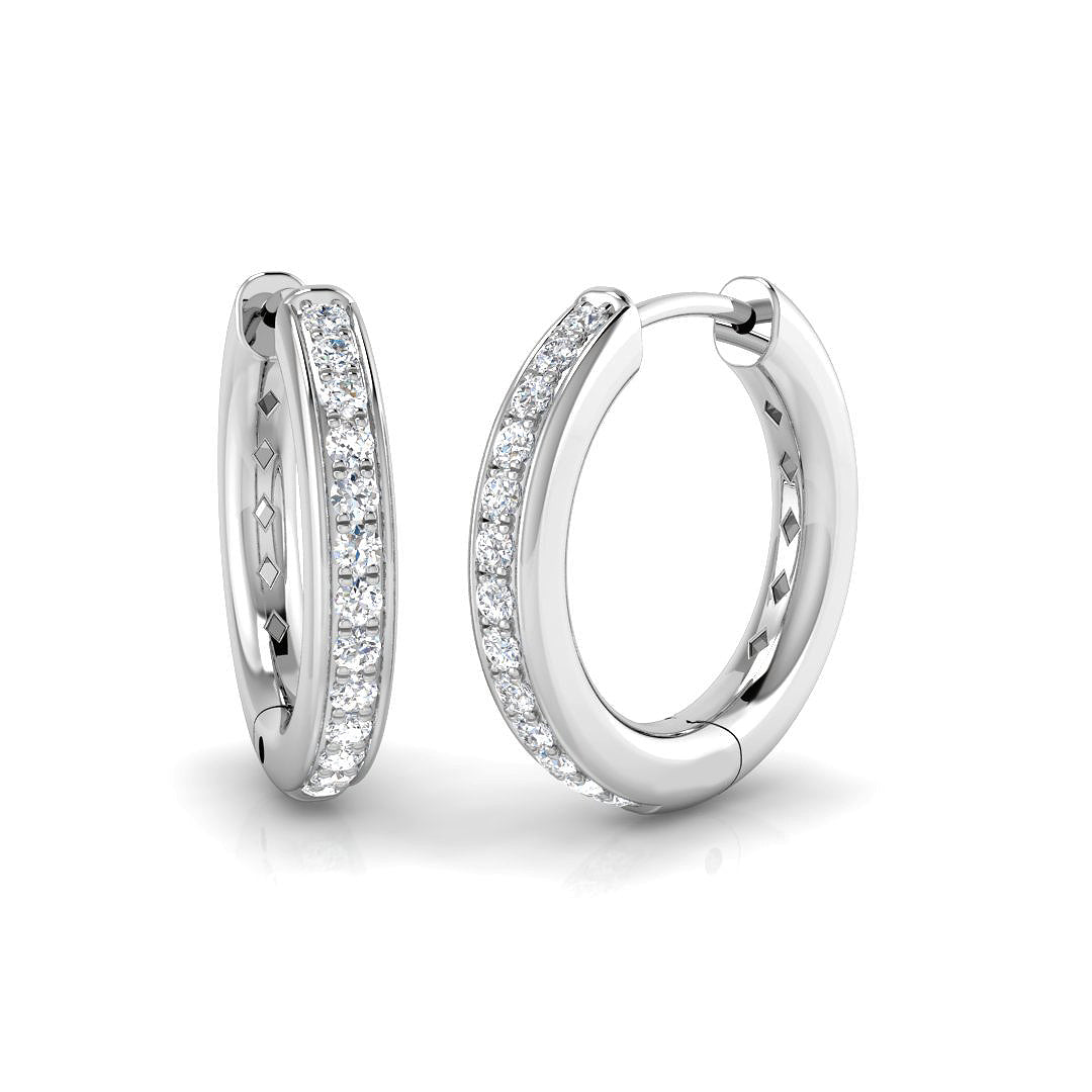 0.15 Ct Round Diamond Hoop Earrings in 10K/14K gold and platinum with certified lab-grown or natural diamonds