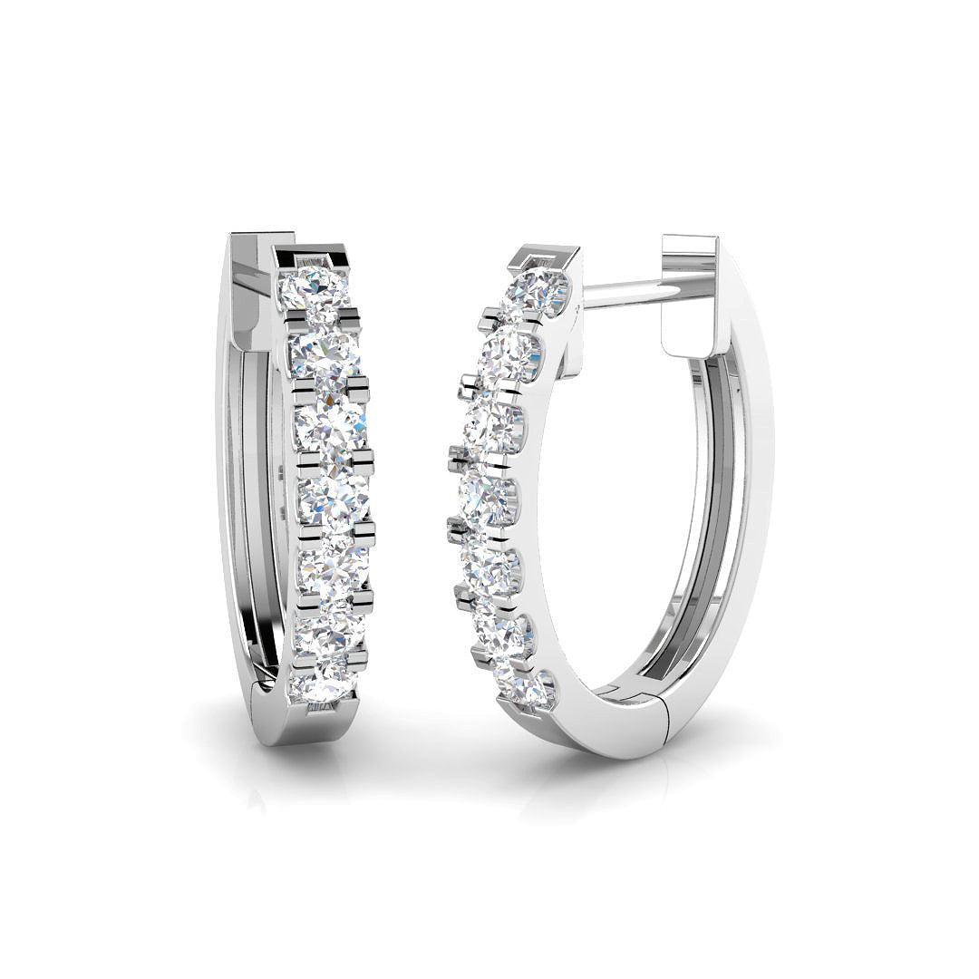 0.33 Ct Round Diamond Hoop Earrings in 10K/14K gold and platinum with certified lab-grown or natural diamonds