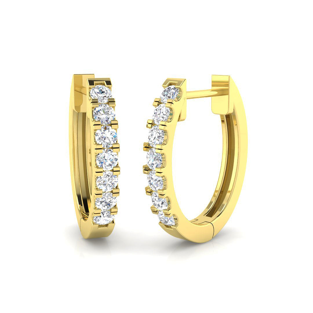 0.33 Ct Round Diamond Hoop Earrings in 10K/14K gold and platinum with certified lab-grown or natural diamonds