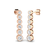 Graduated Bezel Set Diamond Drop Earrings in 10K/14K gold and platinum with certified lab-grown or natural diamonds