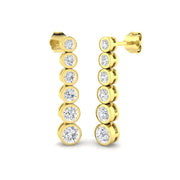 Graduated Bezel Set Diamond Drop Earrings in 10K/14K gold and platinum with certified lab-grown or natural diamonds