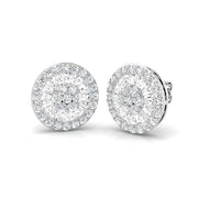 Halo Stud Earrings - 1.75 Carat Custom Mosaic Baguette Cluster in 10K/14K gold and platinum with certified lab-grown or natural diamonds