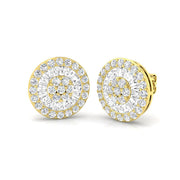 Halo Stud Earrings - 1.75 Carat Custom Mosaic Baguette Cluster in 10K/14K gold and platinum with certified lab-grown or natural diamonds