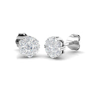 Lab Grown & Natural Diamond Cluster Huggie Stud Earrings in 10K/14K gold and platinum with certified lab-grown or natural diamonds
