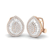 Stud Earrings with Pear Cluster Diamonds - 1.5ct Baguette & Round in 10K/14K gold and platinum with certified lab-grown or natural diamonds