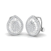 Stud Earrings with Pear Cluster Diamonds - 1.5ct Baguette & Round in 10K/14K gold and platinum with certified lab-grown or natural diamonds