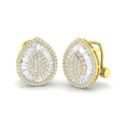 Stud Earrings with Pear Cluster Diamonds - 1.5ct Baguette & Round in 10K/14K gold and platinum with certified lab-grown or natural diamonds