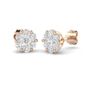 Lab-Grown Round Cluster Stud Earrings in 10K/14K gold and platinum with certified lab-grown or natural diamonds