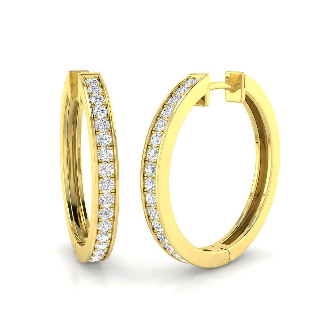 0.5 Ct Diamond Hoop Earrings in 10K/14K gold and platinum with certified lab-grown or natural diamonds