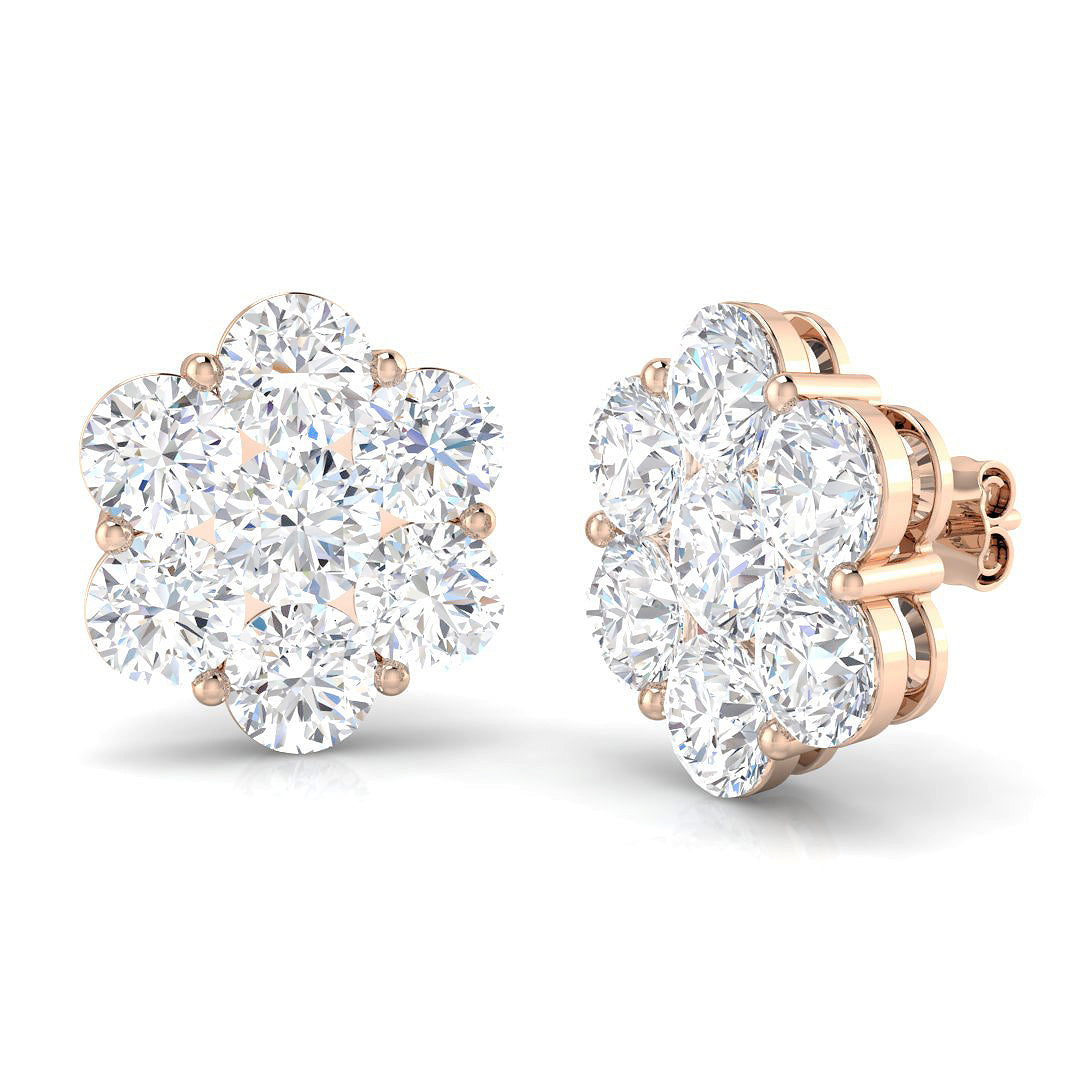 Lab-Grown Round Cluster Stud Earrings in 10K/14K gold and platinum with certified lab-grown or natural diamonds