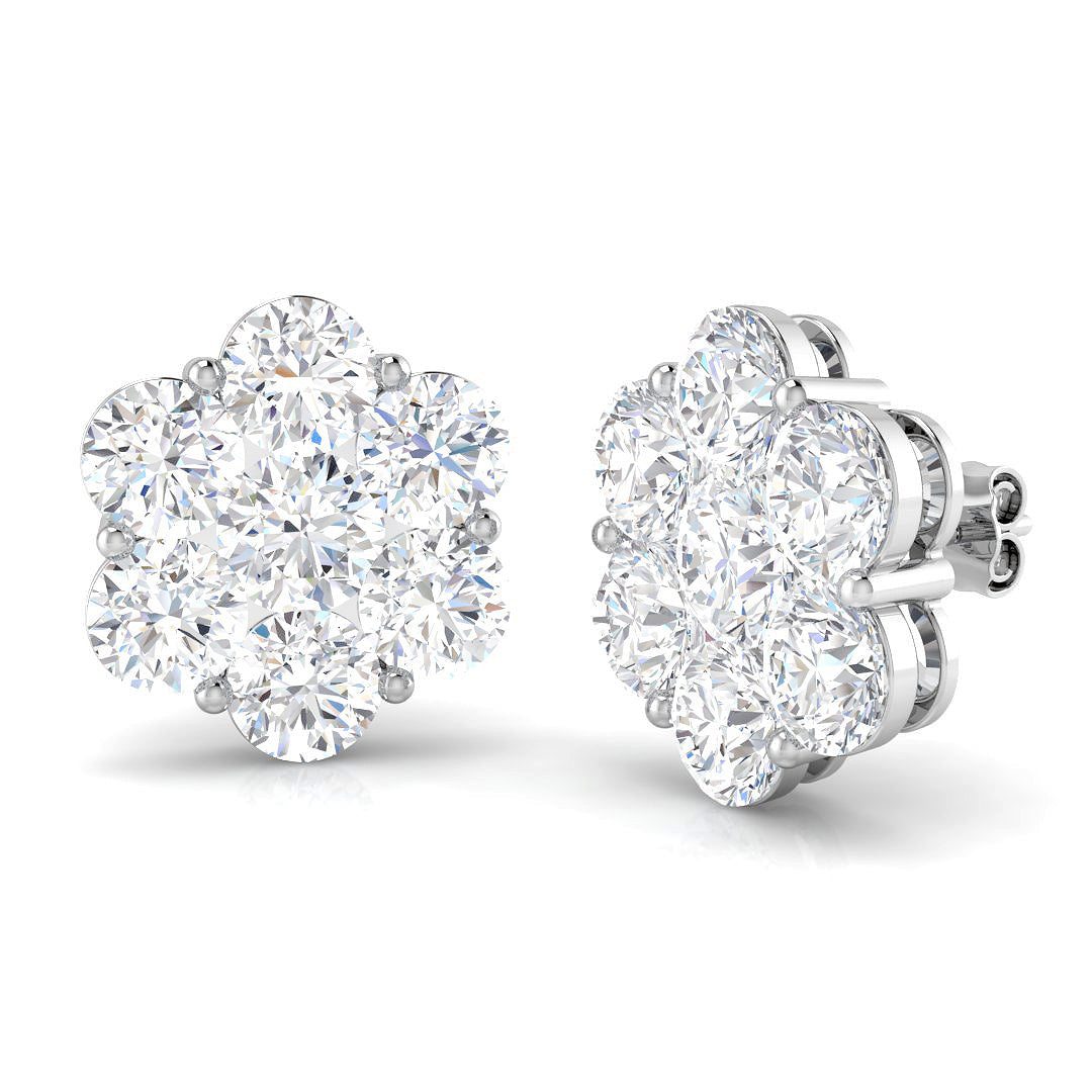 Lab-Grown Round Cluster Stud Earrings in 10K/14K gold and platinum with certified lab-grown or natural diamonds
