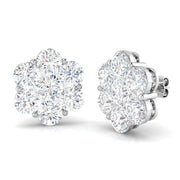 Lab-Grown Round Cluster Stud Earrings in 10K/14K gold and platinum with certified lab-grown or natural diamonds