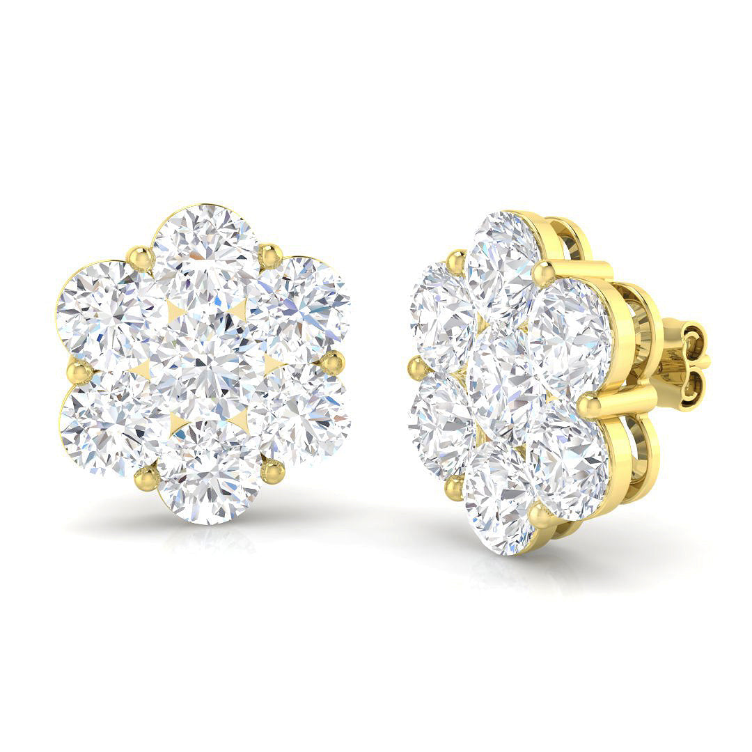 Lab-Grown Round Cluster Stud Earrings in 10K/14K gold and platinum with certified lab-grown or natural diamonds