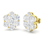 Lab-Grown Round Cluster Stud Earrings in 10K/14K gold and platinum with certified lab-grown or natural diamonds