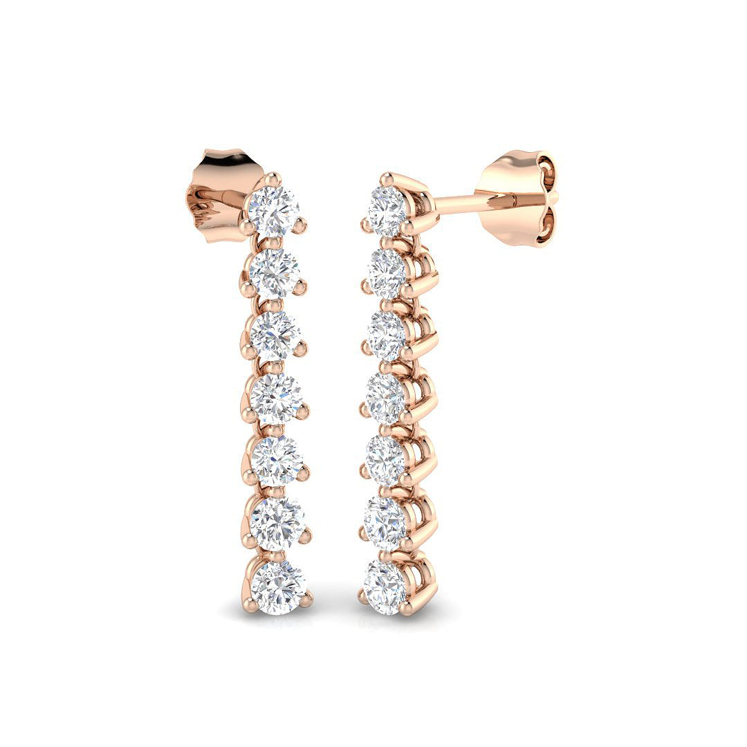 Cutey Diamond Drop & Trilogy Earrings in 10K/14K gold and platinum with certified lab-grown or natural diamonds