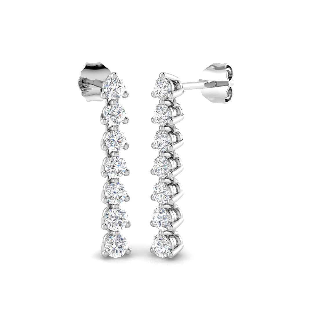 Cutey Diamond Drop & Trilogy Earrings in 10K/14K gold and platinum with certified lab-grown or natural diamonds
