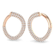 Stunning 1.0Ct Triple Row Diamond Hoop Earrings in 10K/14K gold and platinum with certified lab-grown or natural diamonds