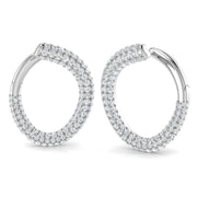 Stunning 1.0Ct Triple Row Diamond Hoop Earrings in 10K/14K gold and platinum with certified lab-grown or natural diamonds
