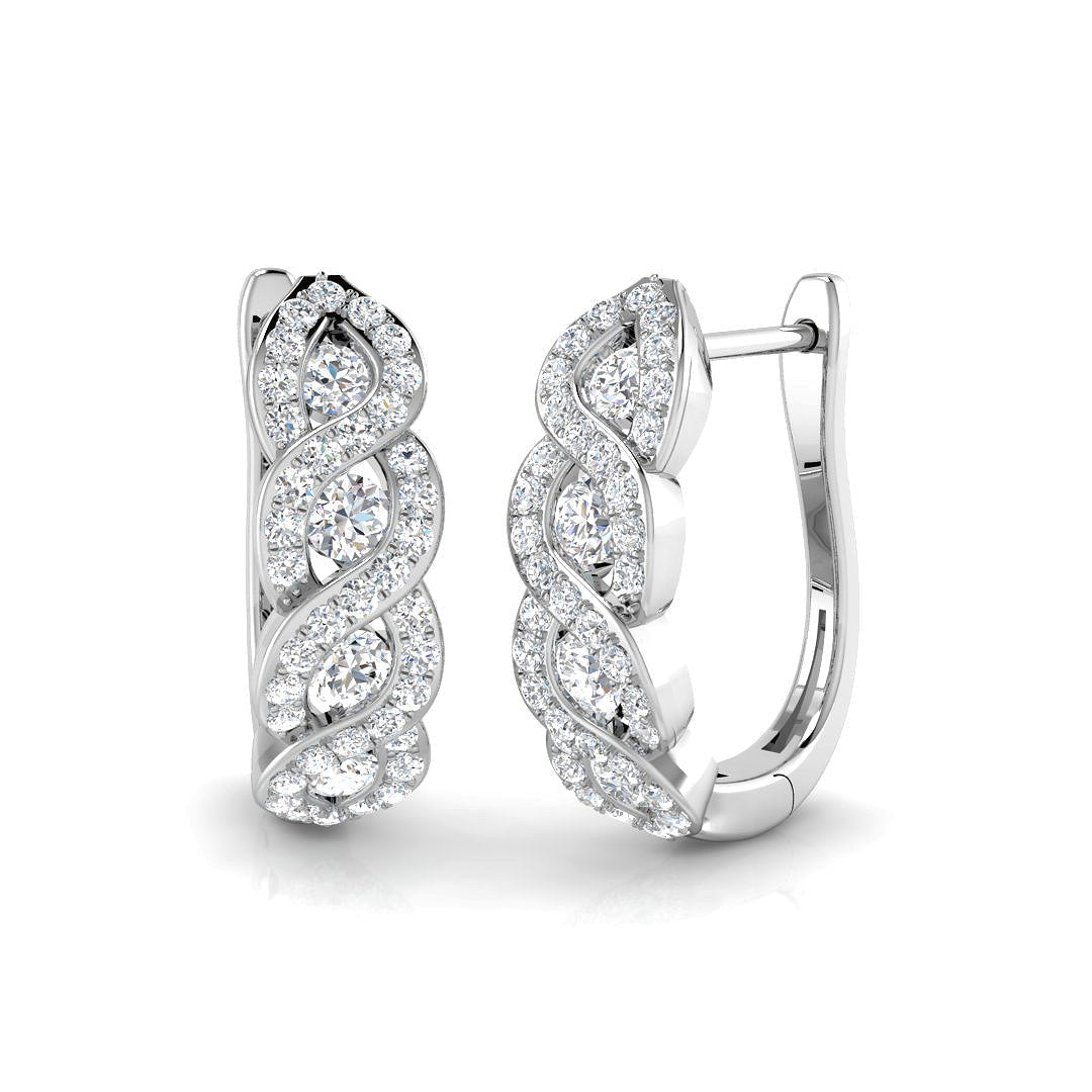 0.5 Ct Diamond Hoop Earrings in 10K/14K gold and platinum with certified lab-grown or natural diamonds