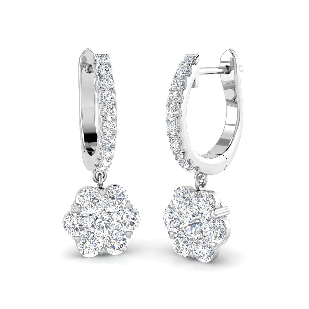 Elegant Diamond Drop Earrings 1.5 Ct in 10K/14K gold and platinum with certified lab-grown or natural diamonds