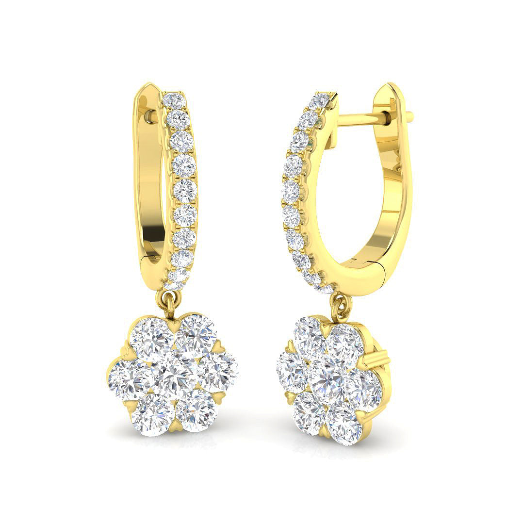 Elegant Diamond Drop Earrings 1.5 Ct in 10K/14K gold and platinum with certified lab-grown or natural diamonds