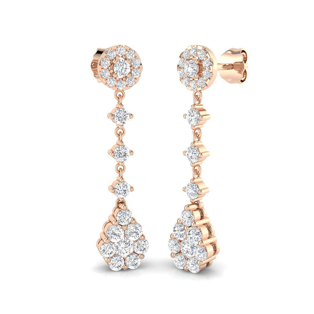 Elegant Diamond Drop Earrings 0.50 Ct in 10K/14K gold and platinum with certified lab-grown or natural diamonds